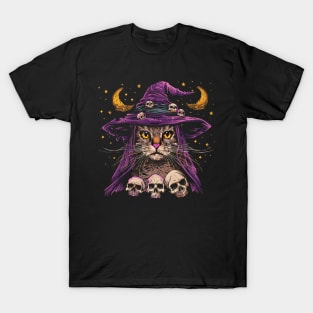 Cat Wizard And The Skulls T-Shirt